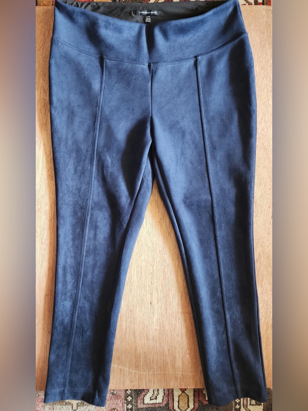 Andrew Marc Faux Suede Pull-On Leggings Pants Navy Blue High Rise